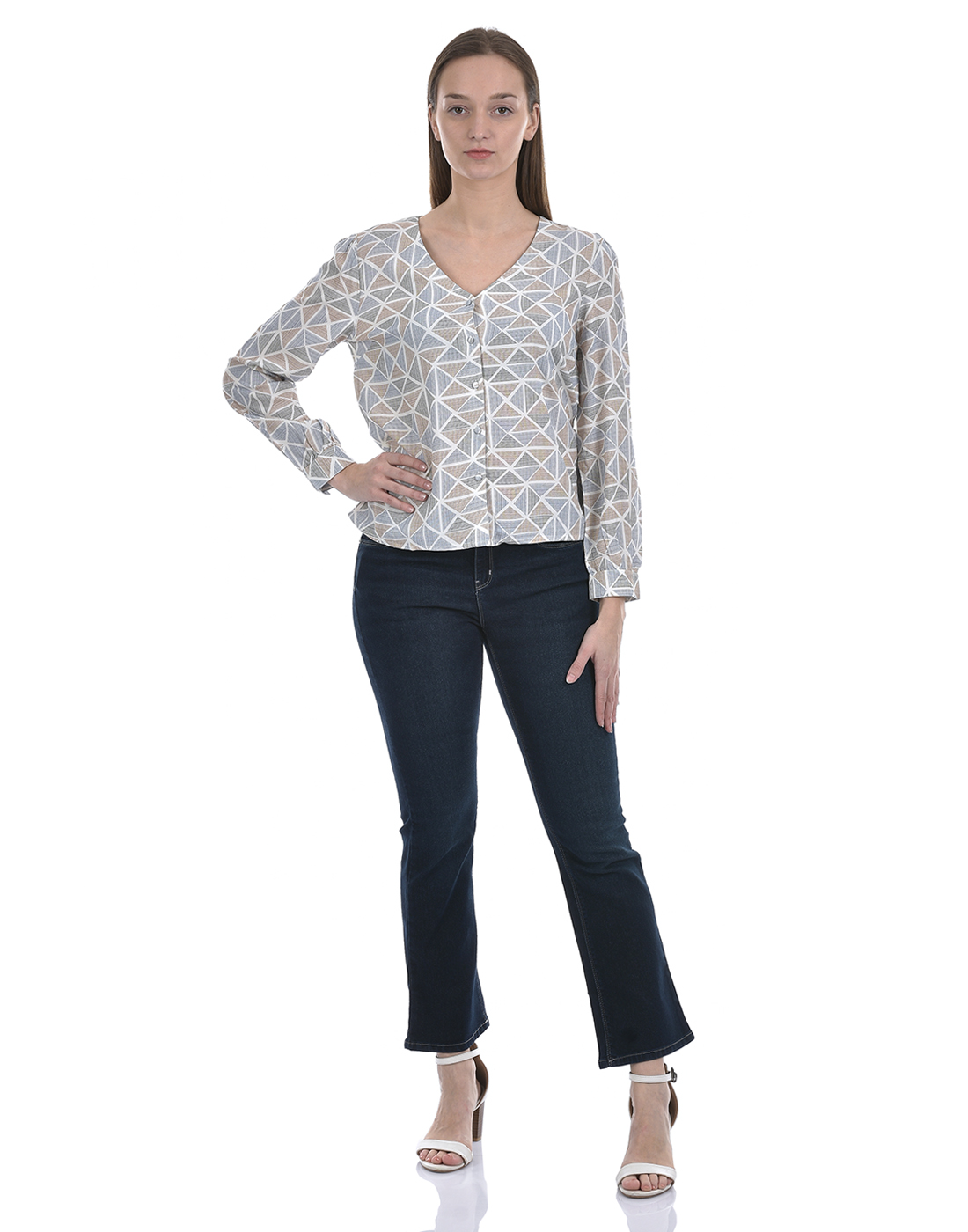 Numero Uno Women Geometric Print Light blue Top